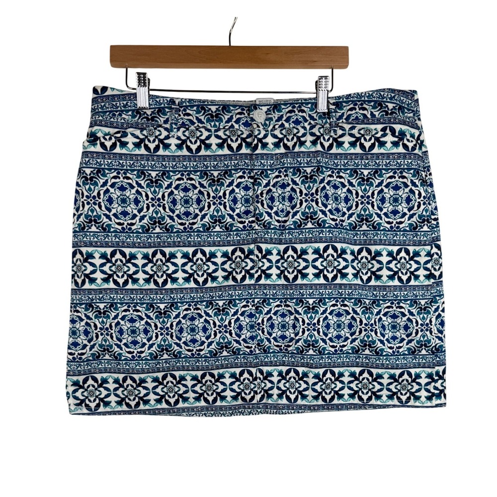 Croft & Barrow Womens Blue Mosaic Medallion Stretch Skort Size 18